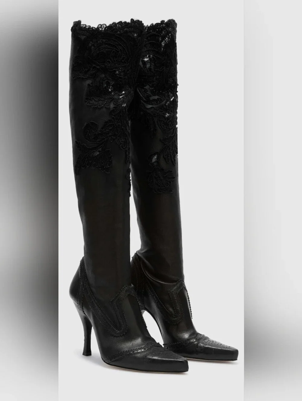 Ermanno Scervino HOT ITEM! Over The Knee Stretch Nappa Boots w/Couture Lace. 8.5